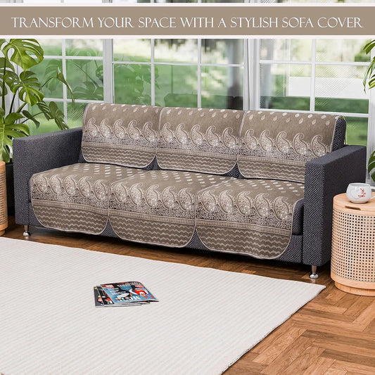 Kuber Industries Set of 6 Durable 3 Seater Sofa Covers Carry Vento Mousse