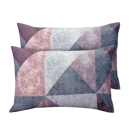 Huesland by Ahmedabad Cotton 186 Tc Cotton Pillow Cover Set of 2 | Purple | Pink | Blue