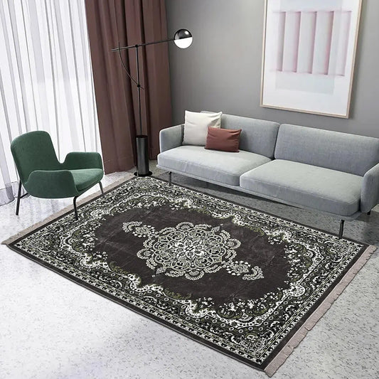 Kuber Industries 5x7 Feet Carpets Premium for Living Room Machine Washable Bedside Floor Grey & Green
