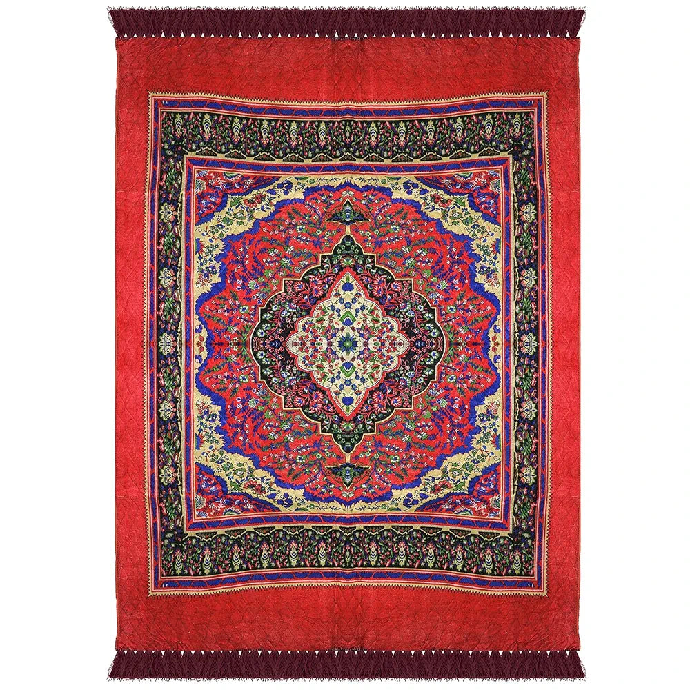 Kuber Industries Carpet Velvet Carpet-Rug for Home Decor Carpet Rug for Bedroom Red