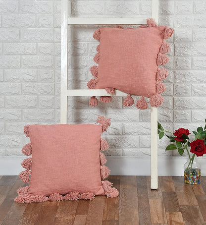Homadorn Luxury Cotton Handmade Decorative Boho Throw Pillow Covers Colour Peach