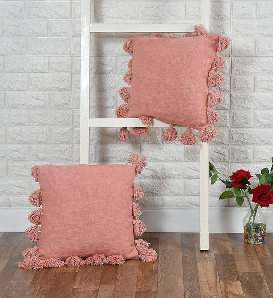 Homadorn Luxury Cotton Handmade Decorative Boho Throw Pillow Covers Colour Peach