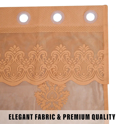 Kuber Industries Darkening Window Curtains Sheer Curtain with 8 Rings SY15ZZ Golden Colour