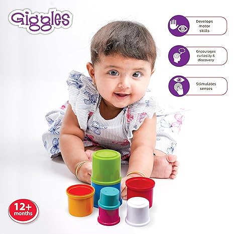 Funskool Giggles Stacking Drums Multicolour stacking Blocks with Animals Preschool Toys