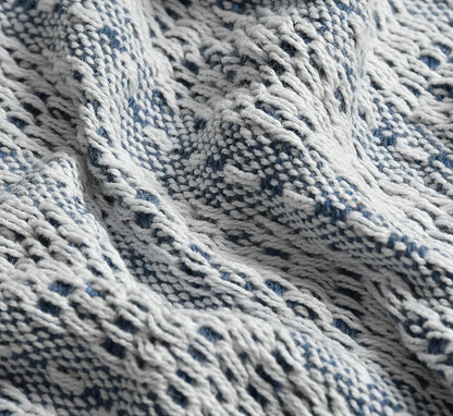 Sashaa World Cotton Striped Super Soft & Breathable Throw Colour Blue