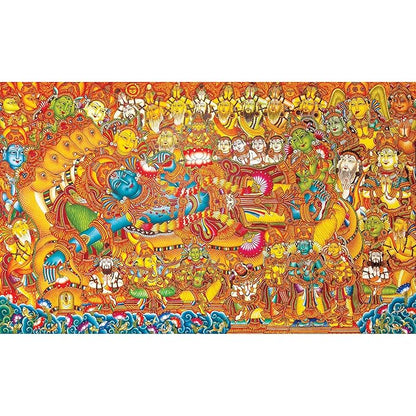 91knots Vishnu’s Abode 500 Pieces Premium Wooden Jigsaw Puzzle for Adults and Kids 12+ Years | Kerala Mural Indian Artwork Puzzle With Unique Cuts