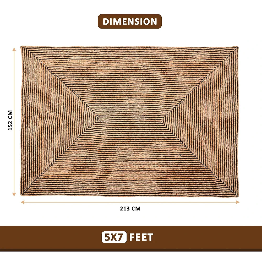Kuber Industries 5x7 Feet Natural Look Jute Rug & Carpet for Home & Bedroom Light Brown