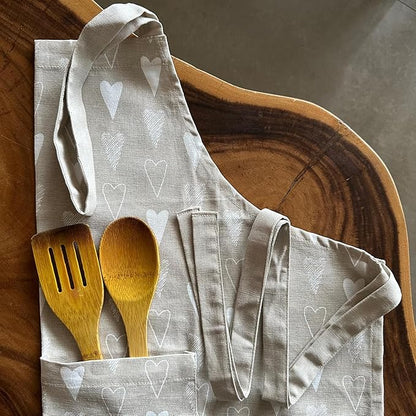 Oak & Lily Kitchen Apron Fully washable with large front pocket Beige and Ivory