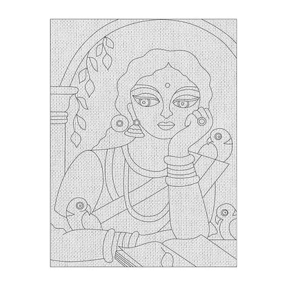 Hobby India Self Painting Beautiful Women Canvas | Pre-designed Canvas Board | 12 Shades Tempra Paint