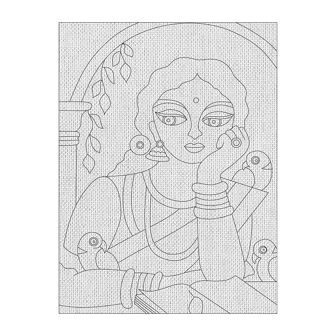 Hobby India Self Paintingv Beautiful Art Canvas - Madhubani Art | Pre-designed Canvas Board