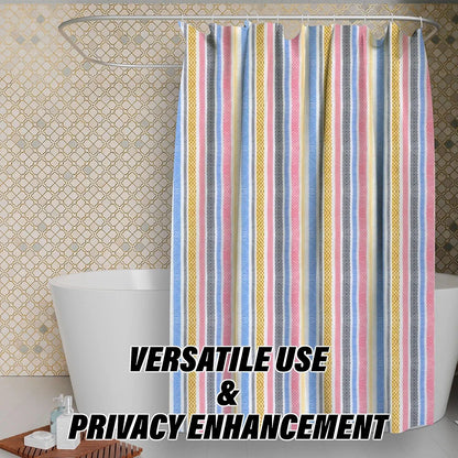 Kuber industries Lining Curtain for Bathroom Shower Curtain with 8 Rings Multicolor