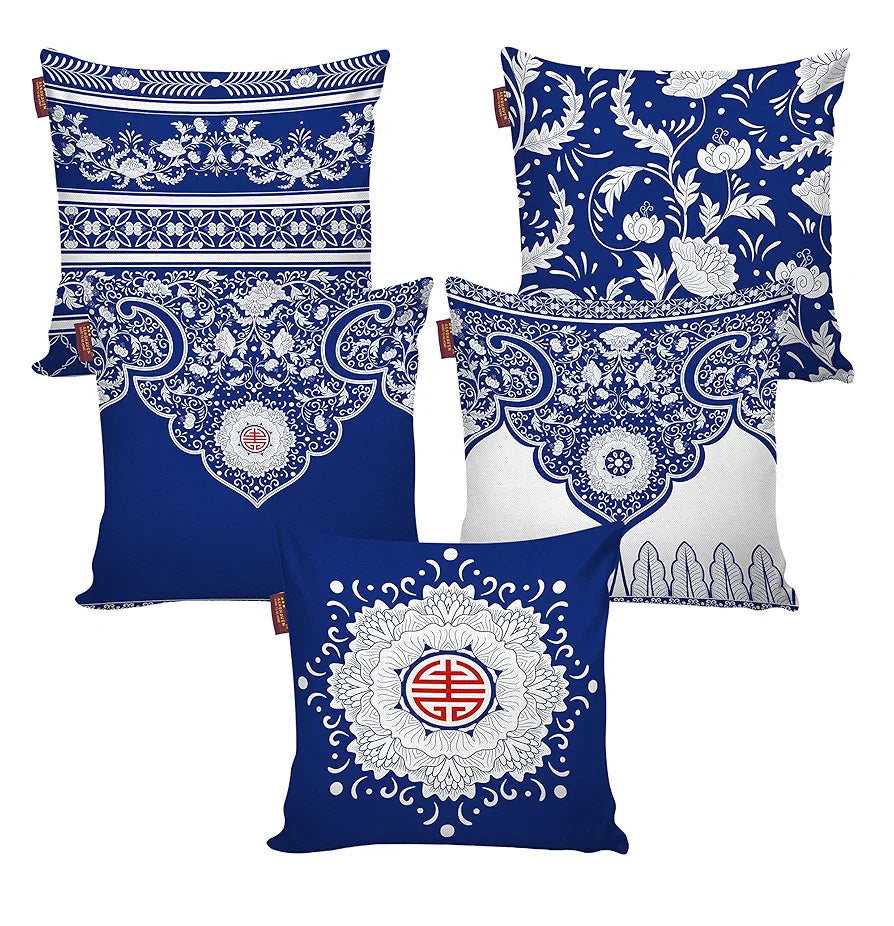 Aerohaven Set of 5 Turkish Designer Decorative Throw Pillow/Cushion Covers Colour Blue