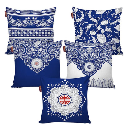 Aerohaven Set of 5 Turkish Designer Decorative Throw Pillow/Cushion Covers Colour Blue
