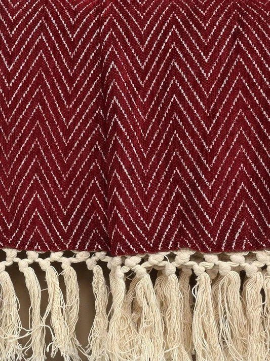 Saral Home Easy Living Home Polyester Chenille Sofa Throw Colour Maroon