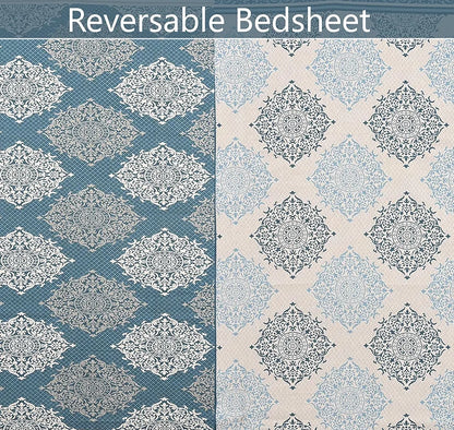 Fresh From Loom Reversible 300 TC Single Bed bedsheet Heavy Bed Sheets with 1 Pillow Cover Aqua