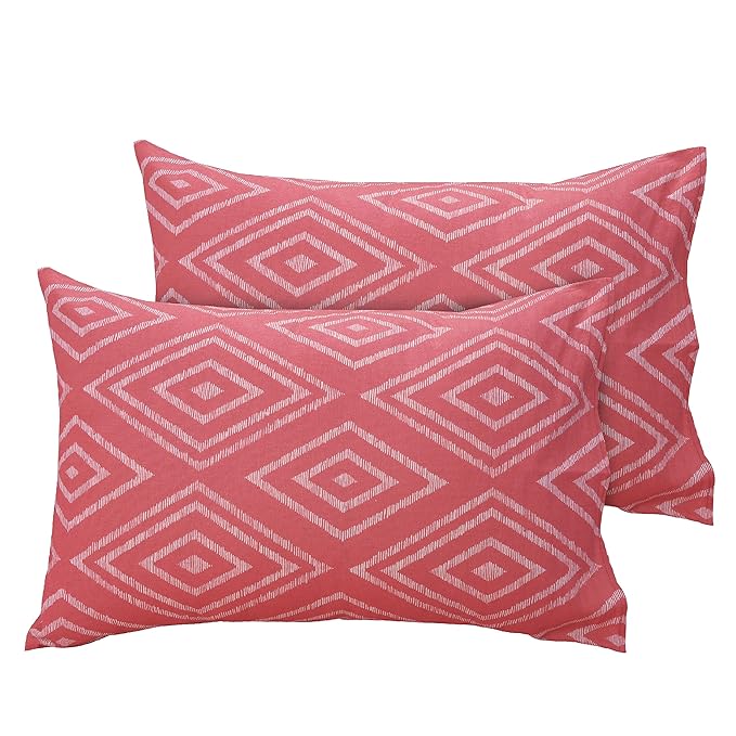 Huesland by Ahmedabad Cotton 144 TC King Size Bedsheet Cotton with 2 Pillow Covers | White & Peach Pink