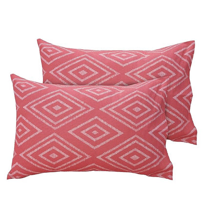 Huesland by Ahmedabad Cotton 144 TC King Size Bedsheet Cotton with 2 Pillow Covers | White & Peach Pink
