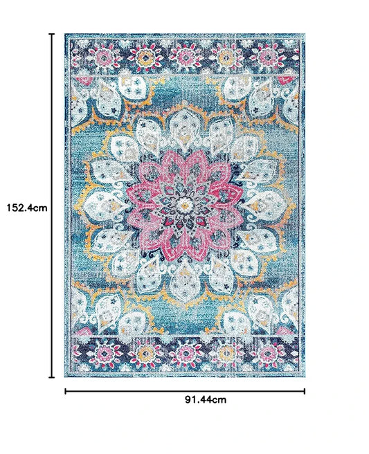Status Contract Rugs for Living Room Printed Carpet for Living Room Decor Anti Skid Backing Home Essentials Boho Rugs for Living Room , Polyester, Multicolor, Rectangular