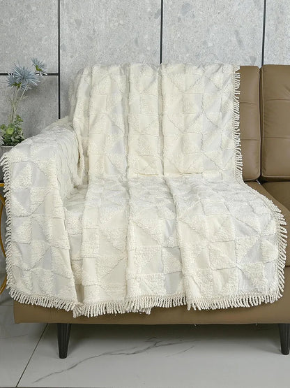 Saral Home Soft Cotton 2 Seater Sofa Cover Throw Ivory