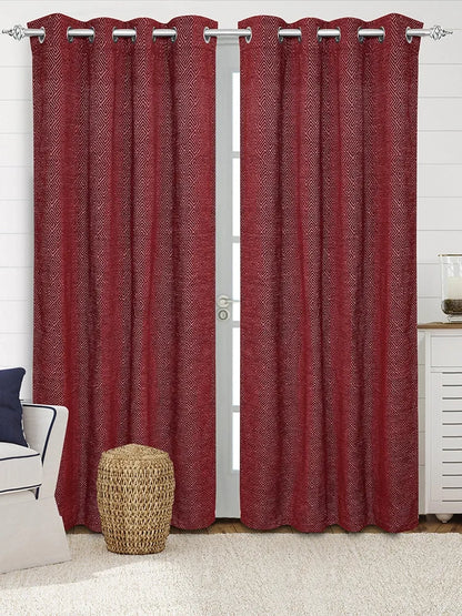 Saral Home Pacman Chenille Blackout Door Curtains 2pc Maroon