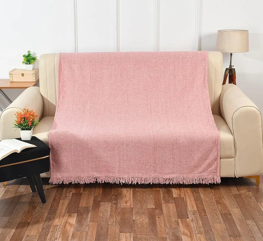 Sashaa World Soft Chenille Throw Blanket Colour Rose Pink