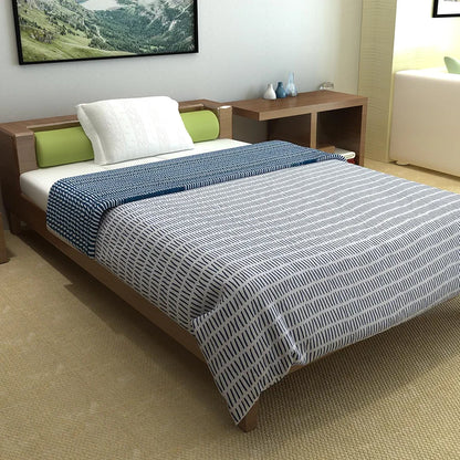 Divine Casa 120 GSM Microfiber Single Bed Comforter Soft & Lightweight Reversible AC Blanket Colour Blue Mirage