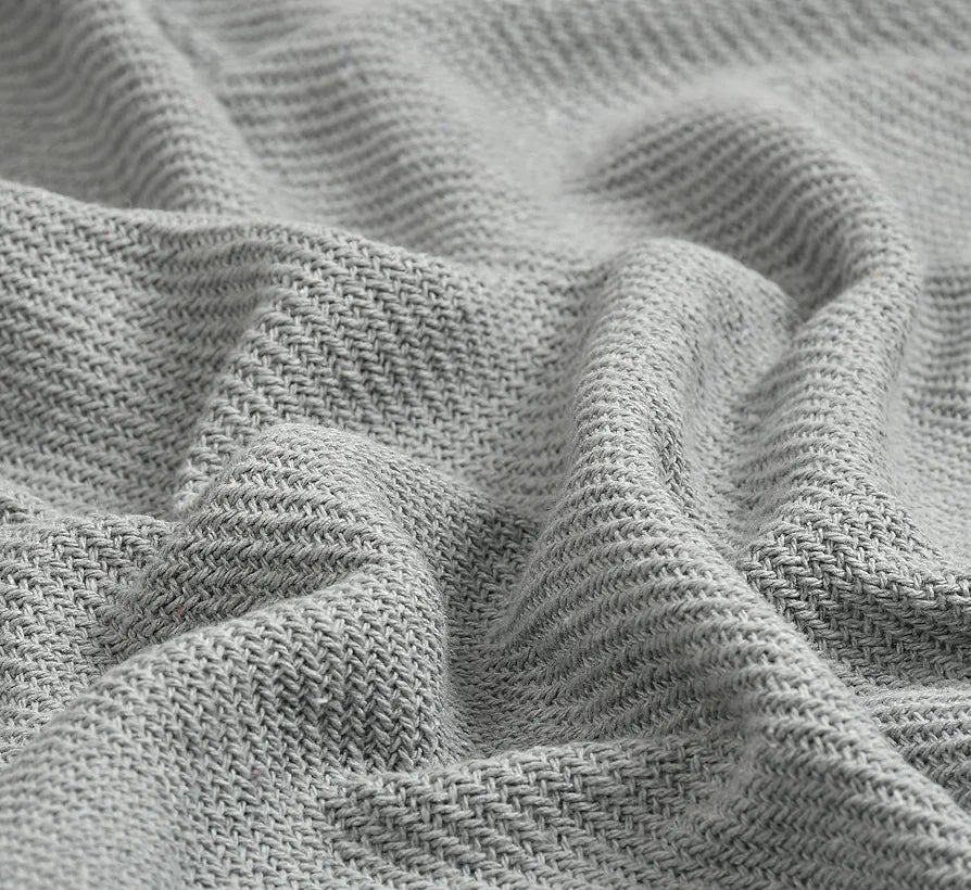 Sashaa World Solid Grey Cotton Throw Colour Light Grey