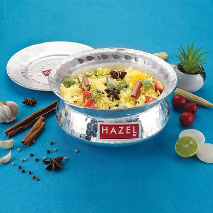Hazel Aluminium Hammered Finish Handi with Lid Biryani Rice Cooking Pot Dhari