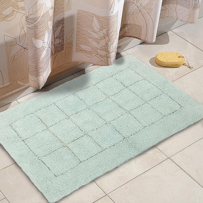 The Home Talk Cotton Bathmats Water Absorbent Runners Regular Striped Rugs Floor Mats