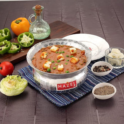 Hazel Aluminium Hammered Finish Handi with Lid Biryani Rice Cooking Pot Vessel 20 cm