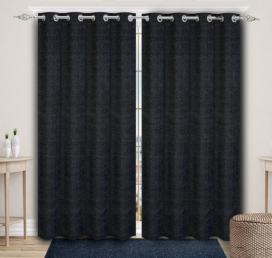 Saral Home Pacman Chenille Blackout Long Door Curtains 2pc Colour Navy