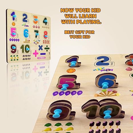 Highroof 1 To 10 Numbers Alphabets Wooden Toys For Kids 3 + Jigsaw Puzzles For Adults Baby