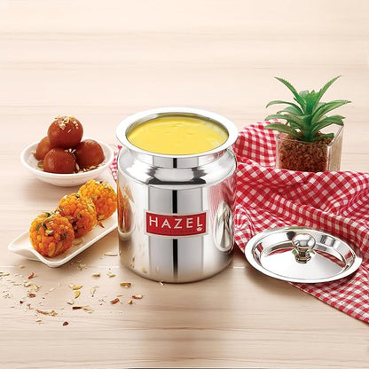 Hazel Stainless Steel Oil And Ghee Container For Kitchen 400 Ml Container