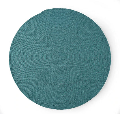 Sashaa World Round Hand Braided Cotton Reversible Rug Colour Blue