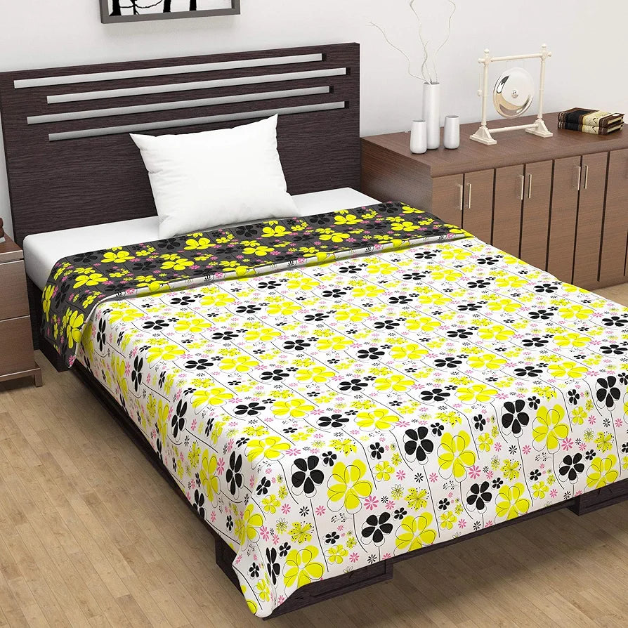 Divine Casa 120 GSM Microfiber Single Dohar Soft & Lightweight Throw Blanket Floral Pattern Colour Tornado