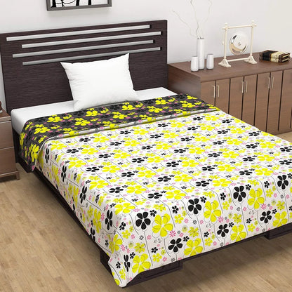 Divine Casa 120 GSM Microfiber Single Dohar Soft & Lightweight Throw Blanket Floral Pattern Colour Tornado
