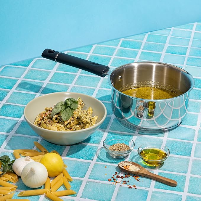 Vinod Tivoli Heavy Guage Stainless Steel Saucepan - 1.1 Litre (14cm) | SAS Bottom | 2 Layer Extra Thick Aluminum Core
