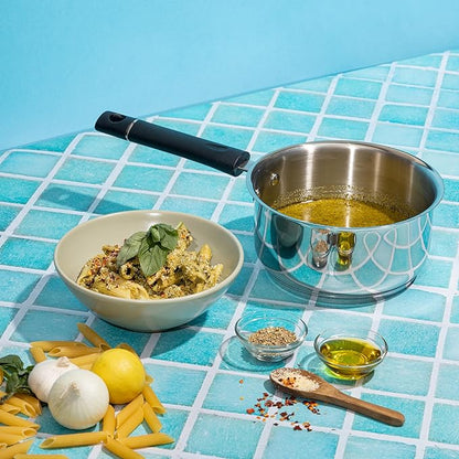 Vinod Tivoli Heavy Guage Stainless Steel Saucepan - 1.1 Litre (14cm) | SAS Bottom | 2 Layer Extra Thick Aluminum Core