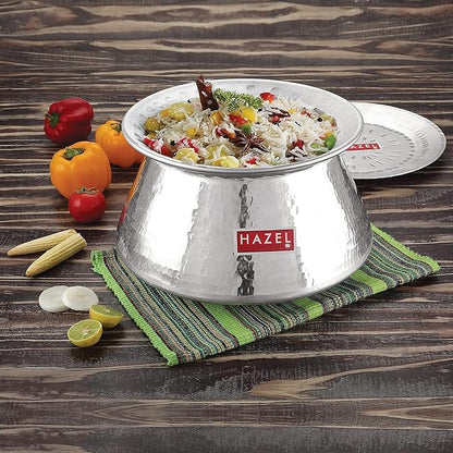 Hazel Aluminium Hammered Finish Handi with Lid Biryani Rice Cooking Pot Degri Tope Patila