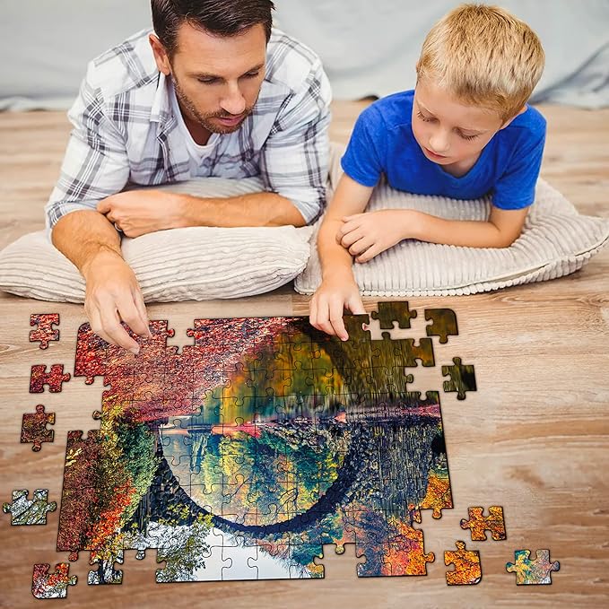 Mini Leaves 108 Piece Wooden Puzzle for Kids & Adults | Kromlau Park, Saxony Germany Jigsaw Puzzle | Fun & Challenging Kids