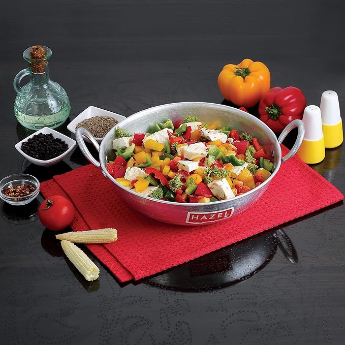 Hazel Aluminium Kadai Premium Round Bottom 18 Gauge Kadhai Vessel 30 cm 3300 Ml