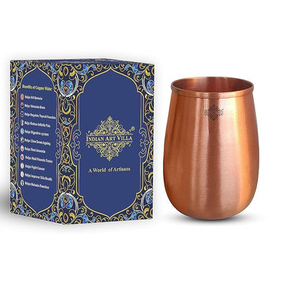 Indian Art Villa Pure Copper Lacqure Coted Round Shaped Glass - 85 gms