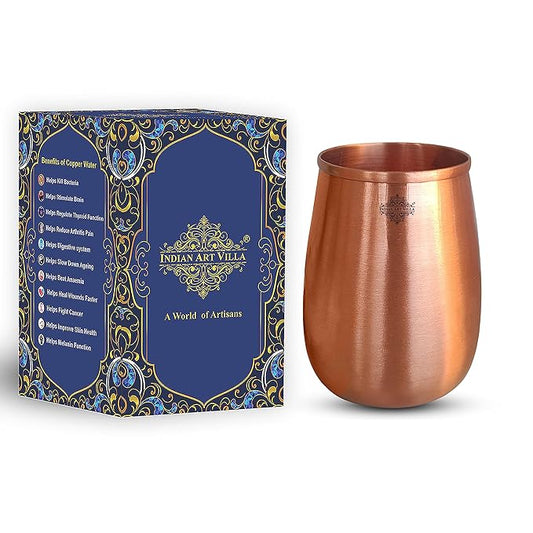 Indian Art Villa Pure Copper Lacqure Coted Round Shaped Glass - 85 gms