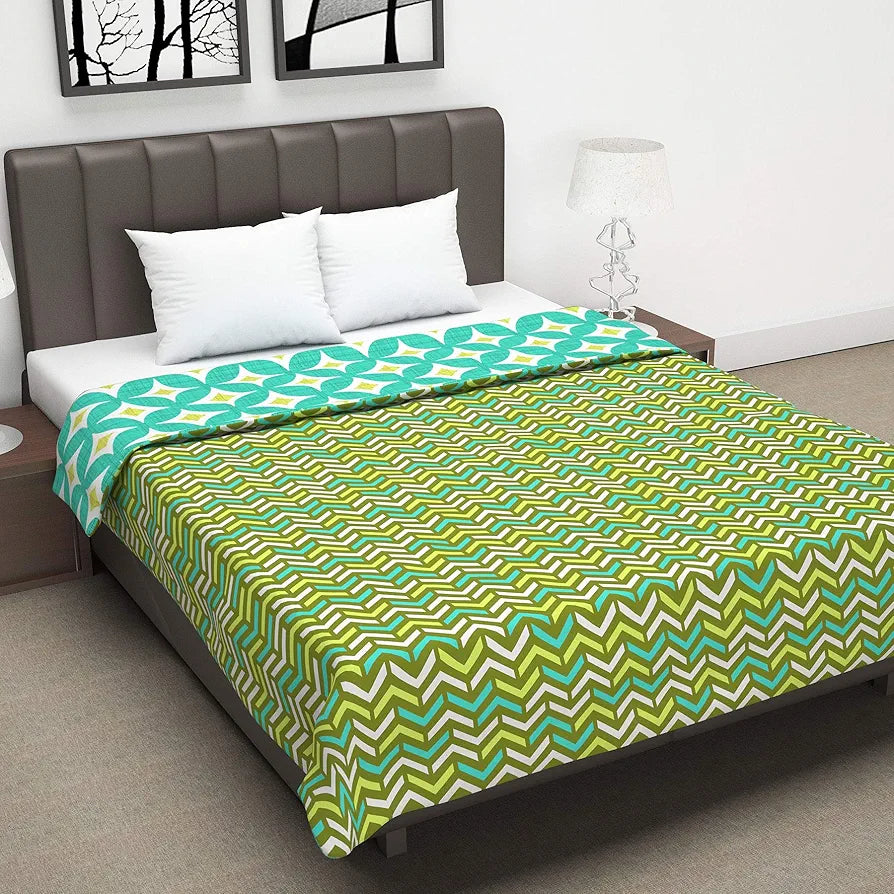 Divine Casa 120 GSM Microfiber Double Dohar Soft & Lightweight Throw Blanket Diamond Accents Pattern Colour Turquoise Green