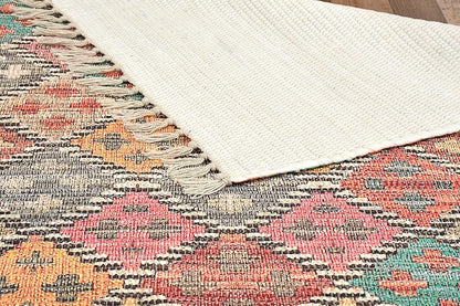 Homadorn Handmade Sustainable Printed Modern Dhurrie/Rugs/Carpet Colour Multicolour
