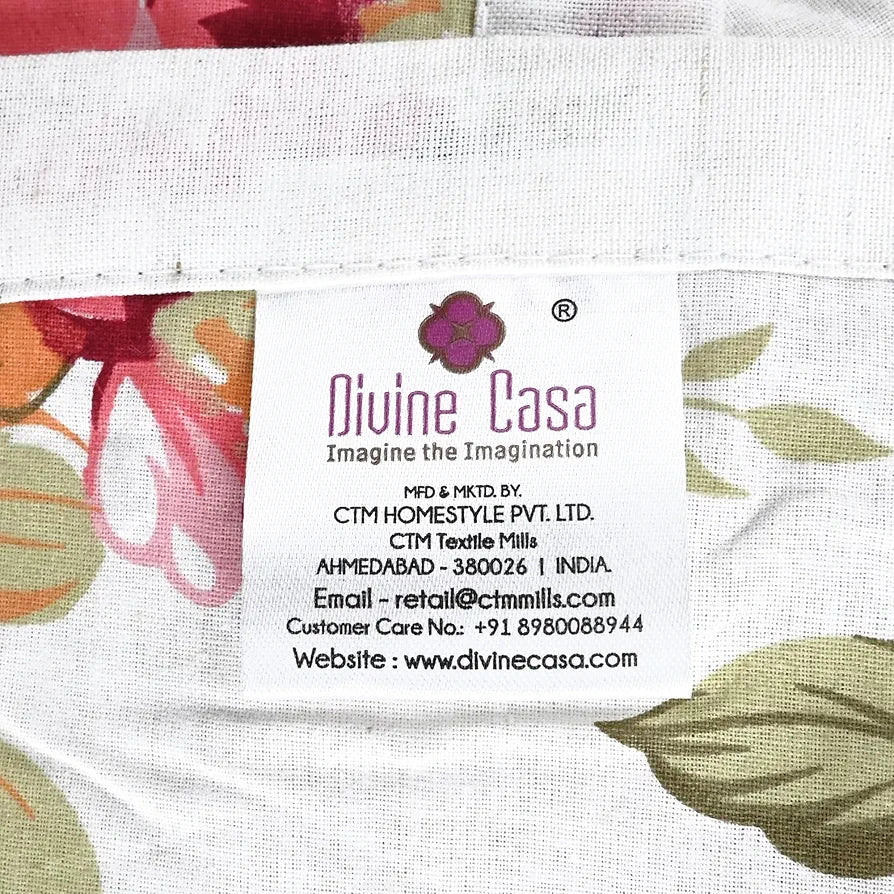 Divine Casa Floret 100% Cotton Double Dohar 120 GSM Soft & Lightweight Throw Blanket Colour Rosy Retreat