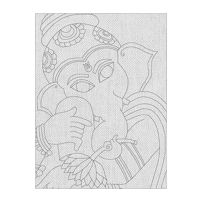 Hobby India Self Painting Ganesha Canvas - Madhubani Art | Pre-designed Canvas Board