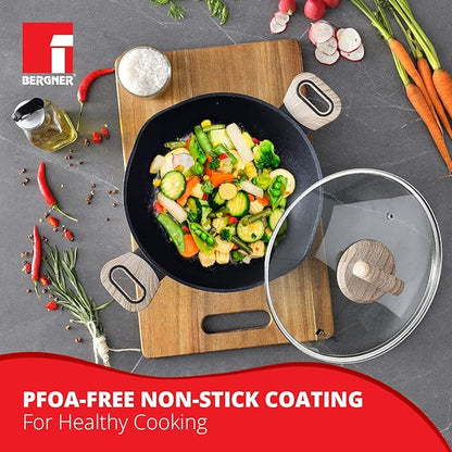 Bergner Ultimate Non-stick Kadai With Glass Lid | 24 Cm | 2 Litres