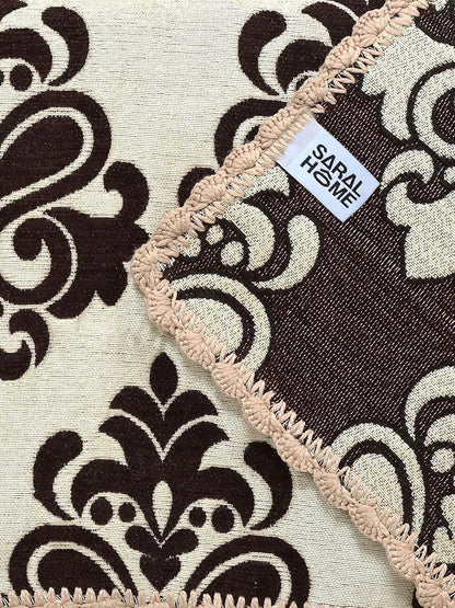 Saral Home Chenille 2 Seater Sofa Cover Throw Colour Brown