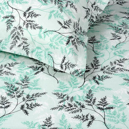 Divine Casa 144 TC 100% Cotton Bedsheet for Double Bed with 2 Pillow Cover Colour Aqua Mist